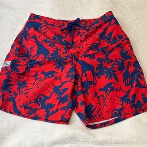 Polo by Ralph Lauren Red and Blue Leaf Print Board Shorts